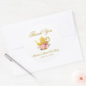 茶パーティーブライダルシャワーピンクフローラありがとう ラウンドシール (封筒)