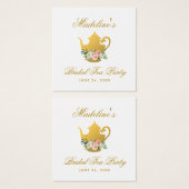 茶パーティーブライダルシャワーピンクフローラ金ゴールドラベル (正面&裏面)