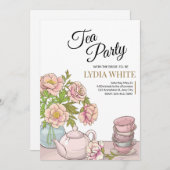 茶パーティーブライダルシャワーブライダルティーシャワー 招待状 (正面/裏面)