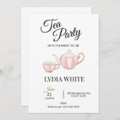 茶パーティーブライダルシャワーブライダルティーシャワー 招待状 (正面/裏面)