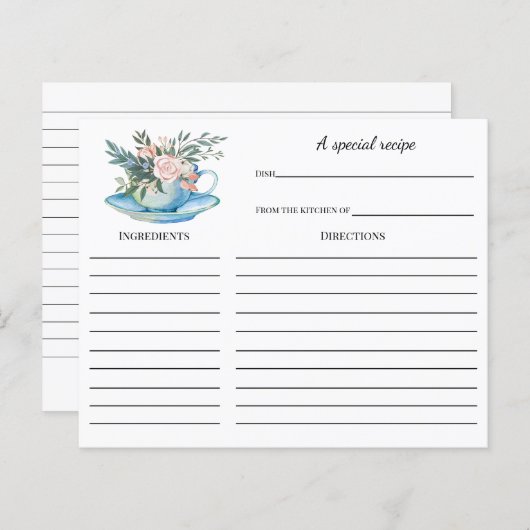茶パーティーブライダルシャワーレシピカード (正面/裏面)