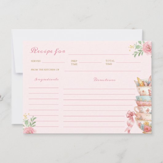 茶パーティーブライダルシャワーレシピカード 招待状 (正面)