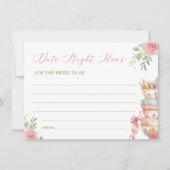 茶パーティーブライダルシャワー日付ナイトアイディアカード 招待状 (正面)