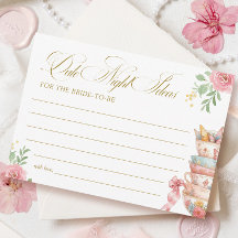 茶パーティーブライダルシャワー日付ナイトアイディアカード