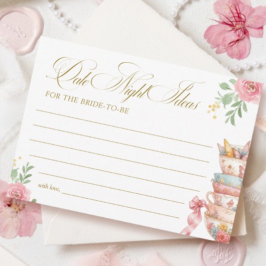 茶パーティーブライダルシャワー日付ナイトアイディアカード 招待状