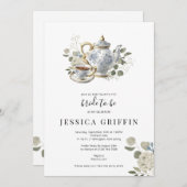 茶パーティーブライダルシャワー誘発招待状 招待状 (正面/裏面)