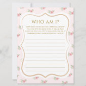茶パーティーブライダルシャワー誰のゲームカードを推測 招待状 (正面)