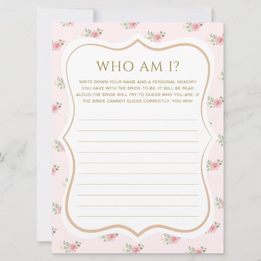 茶パーティーブライダルシャワー誰のゲームカードを推測 招待状 (正面)