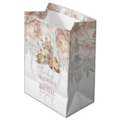 茶パーティーブライダルフローラ パーソナライズされた ミディアムペーパーバッグ (正面アングル)