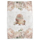 茶パーティーブライダルフローラ パーソナライズされた ミディアムペーパーバッグ (裏面)