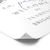 茶パーティーブルーフローラ水彩ブライダルへようこそ ポスター (角)