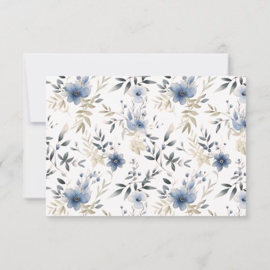 茶パーティーブルーフローラ水彩ブライダルシャワー サンキューカード (裏面)