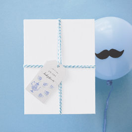 茶パーティーブルー中国ホワイトレースボーイベビーシャワー ギフトタグ