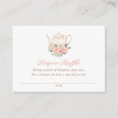 茶パーティーベビーシャワーおむつラッフルチケット エンクロージャーカード (正面)