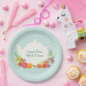 茶パーティーベビーシャワーティーポット春フローラ ペーパープレート (パーティー)