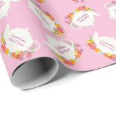 茶パーティーベビーシャワーティーポット春フローラ ラッピングペーパー (ロールコーナー)