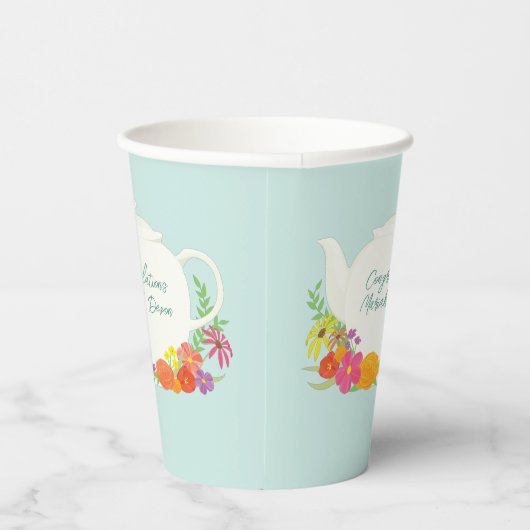 茶パーティーベビーシャワーティーポット春フローラ 紙コップ (右)