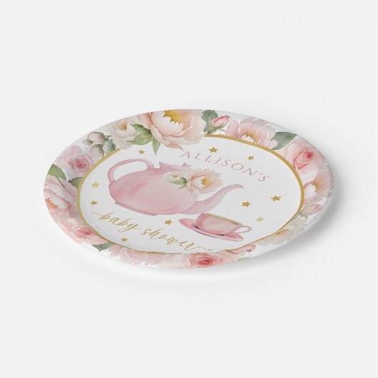 茶パーティーベビーシャワーフローラ紙プレート ペーパープレート (アングル)