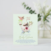 茶パーティーベビーシャワー招待状かわいい茶ポット (スタンド正面)