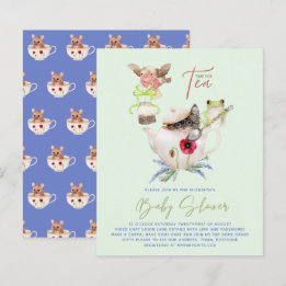 茶パーティーベビーシャワー招待状かわいい茶ポット