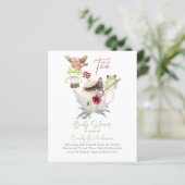 茶パーティーベビーシャワー招待状かわいい茶ポット (スタンド正面)