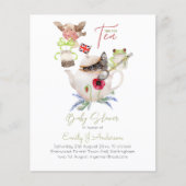 茶パーティーベビーシャワー招待状かわいい茶ポット (正面)