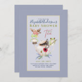 茶パーティーベビーシャワー招待状かわいい茶ポット 招待状 (正面/裏面)