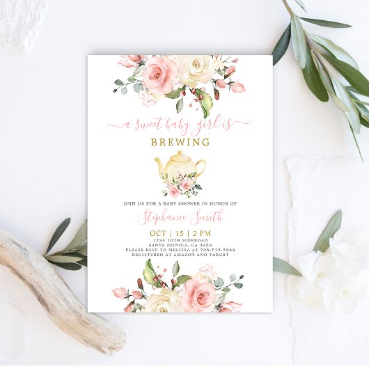 茶パーティーベビーシャワー招待状 招待状