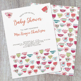 茶パーティーベビーシャワー招待状 招待状