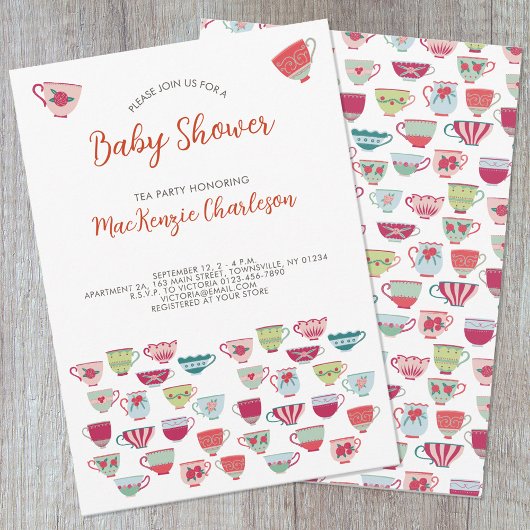 茶パーティーベビーシャワー招待状 招待状