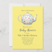 茶パーティーベビーシャワー水玉模様 男女兼用 招待状 (正面)