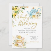 茶パーティーベビーシャワー男女兼用ベビー醸造 招待状 (正面)