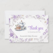 茶パーティーラベンダーガーデンフローラベビーシャワー サンキューカード (正面)
