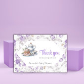 茶パーティーラベンダーガーデンフローラベビーシャワー サンキューカード