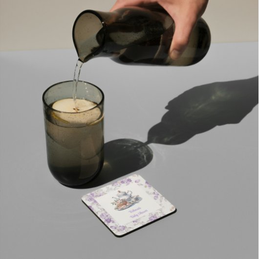 茶パーティーラベンダーガーデンフローラベビーシャワー スクエアペーパーコースター