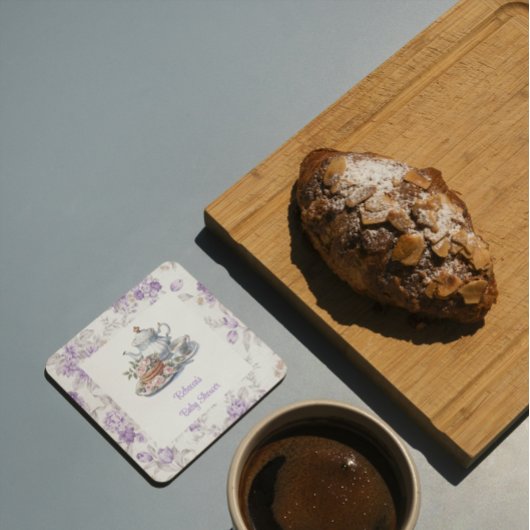 茶パーティーラベンダーガーデンフローラベビーシャワー スクエアペーパーコースター