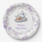 茶パーティーラベンダーガーデンフローラベビーシャワー ペーパープレート (正面)