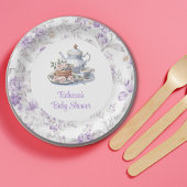 茶パーティーラベンダーガーデンフローラベビーシャワー ペーパープレート