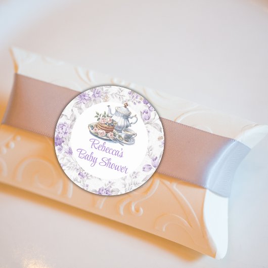 茶パーティーラベンダーガーデンフローラベビーシャワー ラウンドシール