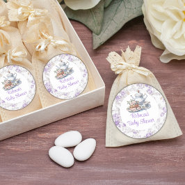 茶パーティーラベンダーガーデンフローラベビーシャワー ラウンドシール