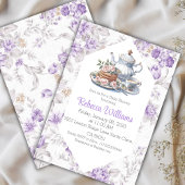 茶パーティーラベンダーガーデンフローラベビーシャワー 招待状