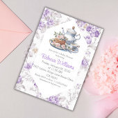 茶パーティーラベンダーガーデンフローラベビーシャワー 招待状