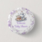 茶パーティーラベンダーガーデンフローラベビーシャワー 缶バッジ (正面)