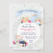 茶パーティーレースドリーウォーター色 招待状 (正面)
