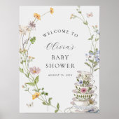 茶パーティーワイルドフラワーベビーシャワーへようこそ ポスター (正面)