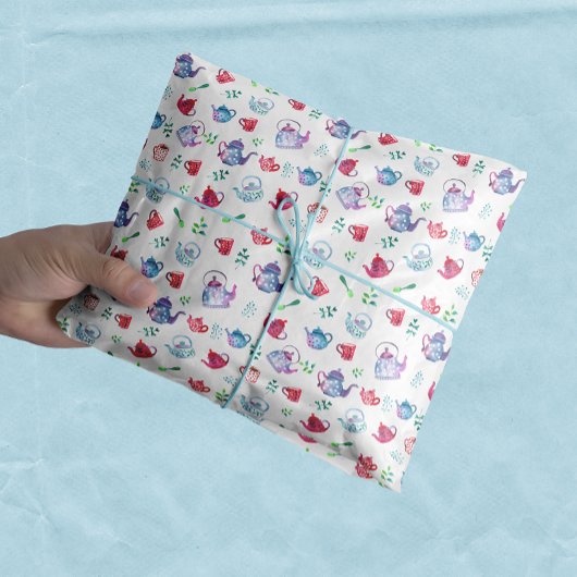 茶パーティーワンダーランドウォーターカラーパステルパターン 薄葉紙