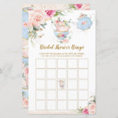 茶パーティーヴィンテージフローラブライダルシャワービンゴゲーム (正面/裏面)