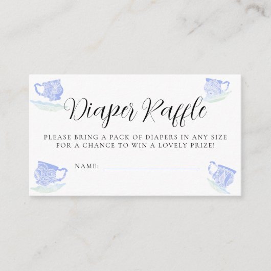 茶パーティー中国レース赤ちゃんシャワーおむつラッフル エンクロージャーカード (正面)