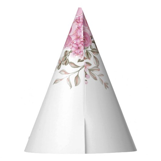 茶パーティー妖精ガール赤面ピンクフラワーズ誕生日 パーティーハット (裏面)