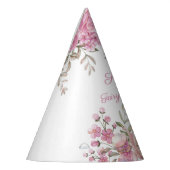 茶パーティー妖精ガール赤面ピンクフラワーズ誕生日 パーティーハット (左)